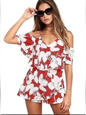 J.O.A. Akela Wrap Skort Romper Dress Vibrant Flirty Floral Medium